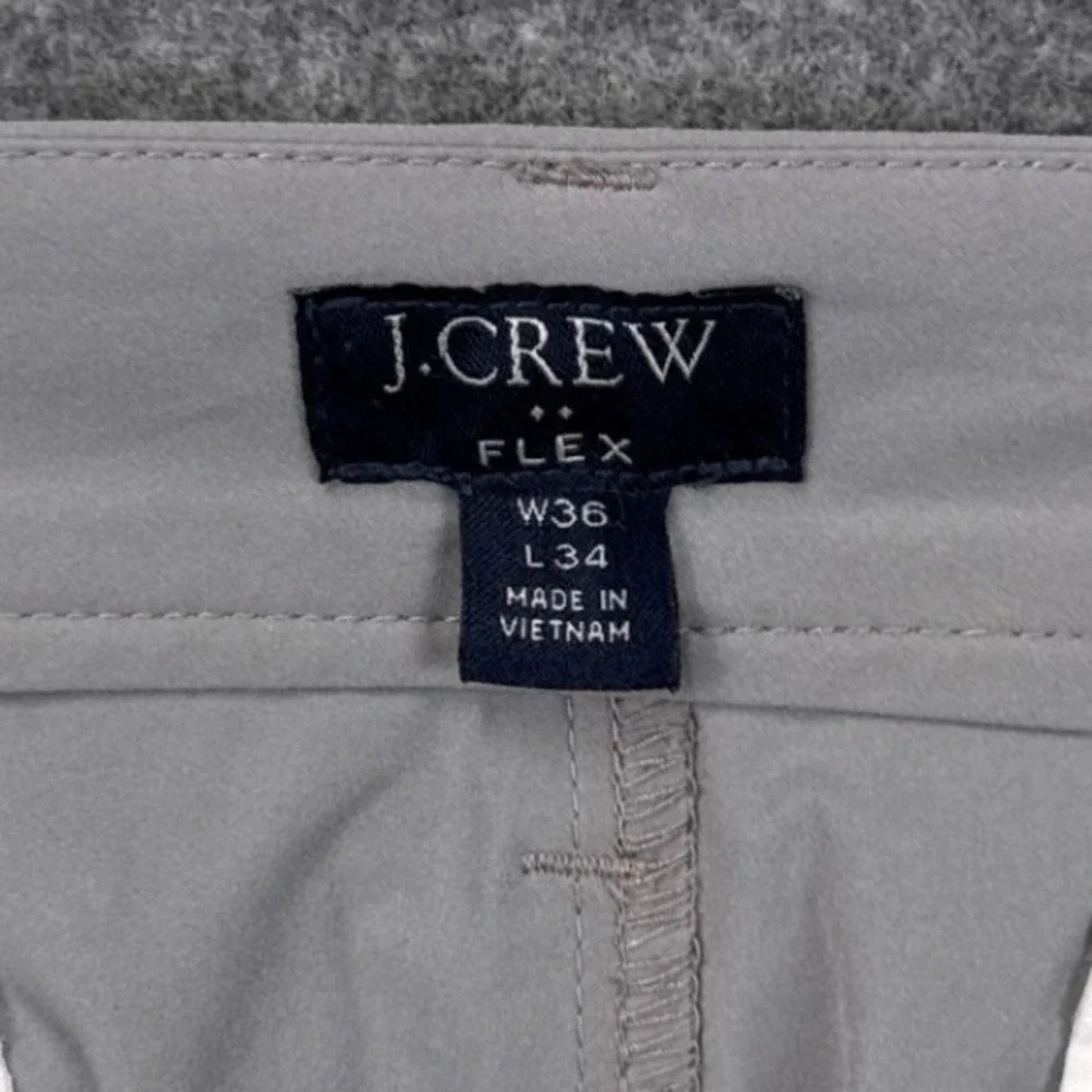J.Crew Flex Slim Mens 36x34 Light Grey Performance Tech Chino Pants Slim Fit